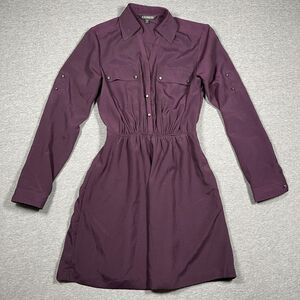 Express Shirt Dress Womens S Purple Long Sleeve Snap Office Business Casual